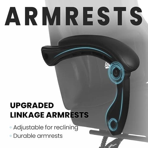 N-GEN GAMING Video Gaming Chair with Footrest Lumbar Support for Home Office High Back Recliner Height Adjustable Ergonomic Comfy Leather Computer Desk Chair (Black) 6