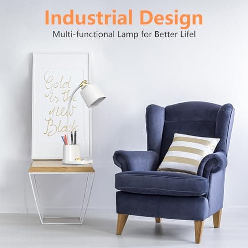 GONDSILY LED Desk Lamp with USB Charging Port Touch Control 3 Color Modes, Stepless Dimming,Eye-Caring LED Table Lamp for Home,Office,Bedroom,Reading,Work,Study,Gooseneck Lamp, 5V, 2.4A 6