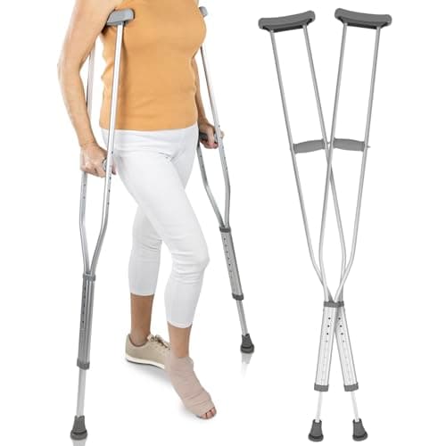 Vive Crutches for Adults - Pair of Adjustable, Lightweight, Aluminum Walking Crutches - Accessories Fits Heights- 3 Sizes for Youth, Adults, Tall People - Supports up to 300 Pounds (Tall)