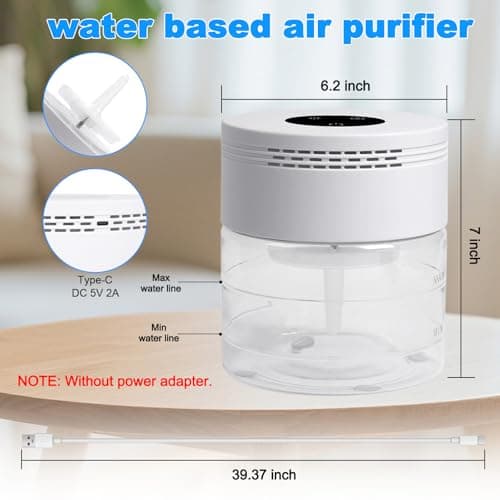 Water Air Purifiers for Home, Water Based Air Purifiers, Quiet 3-Speed Air Washer, 8-Color Light Air Revitalizer, 24H Auto Shut-off Rainbow Air Purifier machine for Bedroom, Office, Living room, Pet 7