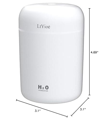 LtYioe Colorful Cool Mini Humidifier, USB Personal Desktop Humidifier for Car, Office Room, Bedroom,etc. Auto Shut-Off, 2 Mist Modes, Super Quiet. (White) 7