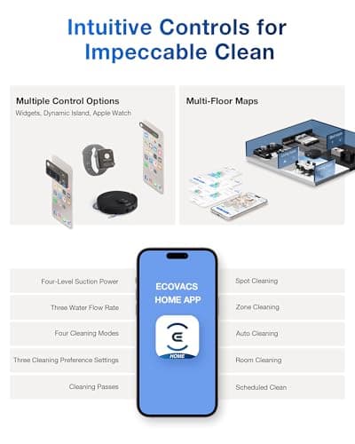 ECOVACS DEEBOT T30C Robot Vacuum and Mop, 20,000Pa Suction, TruEdge Adaptive Edge Mopping, ZeroTangle 2.0 Technology, Hot Water Washing, Self-Emptying, Auto-Lift Mopping, Obstacle Avoidance 8