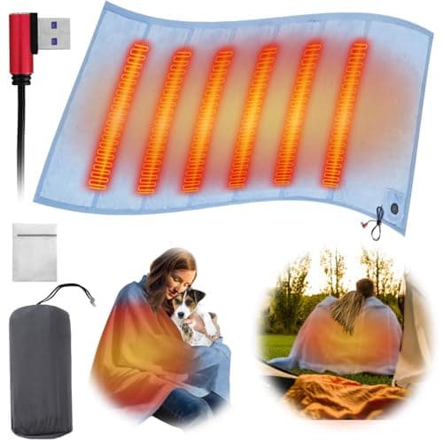 PANGTIKU Battery Operated Heated Blanket - USB Battery Power Operated Electric Throw for Home Outdoor
