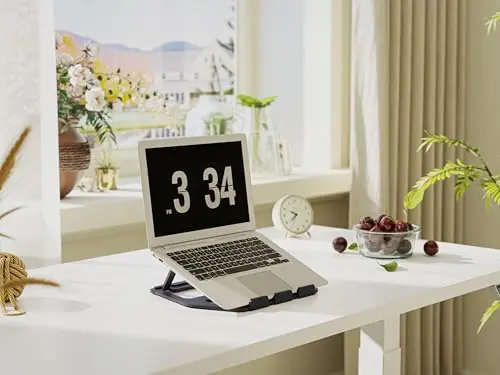 Amazon Basics Aluminum Portable Foldable Laptop Support Stand for Laptops up to 13", Black 5