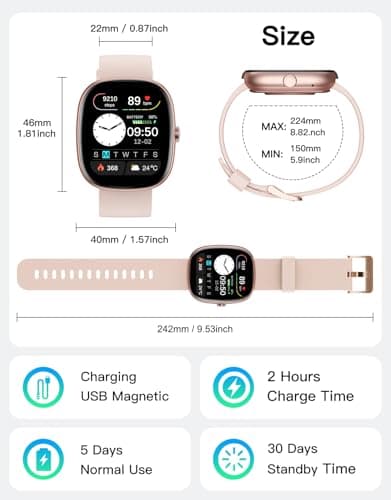 Fitness Trackers for Women with Bluetooth Call 24/7 Heart Rate & Blood Oxygen Monitor Sleep Tracker, Steps Counter Stopwatch/Timer/Alarm Clock, Waterproof Pedometer Watch for Walking Running Pink 8