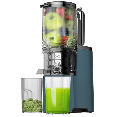 Cold Press Juicer, 5.8" Wide Feed Chute Juice Extractor Machine with 400W, High Juice Yield, Slow Masticating Juicer for Whole Vegetables & Fruits, Premium Silver