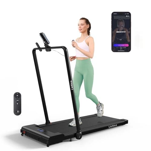 YRUN/LICHICO 2 in 1 Folding Under Desk Treadmill, 3.0HP Motor, Large Running Area, Portable Mini Walking Machine for Home Office