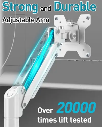 Single Monitor Arm Desk Mount Fits 13 to 32 inch Computer Screens, Holds 4.4 to 22lbs Display VESA Mount, Adjustable Monitor Stand with Clamp/Grommet Mounting Base, 75/100mm Bracket, White, Freelift 8