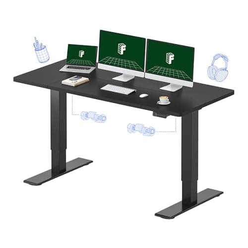 FLEXISPOT 63"x28" Large Dual Motor Electric Standing Desk, Black - 198 LBS Heavy-Duty Capacity, Ideal for Home Office, Creative Studio, or Multi-Monitor Setup