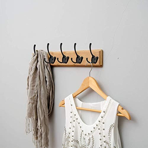 HADWER Wall Mounted Coat Hooks 5 Pack Heavy Duty Black Hardware Robe Hooks Decorative for Single Hanging Coats Towel Cubicle Classroom Kitchen Bath Backpack Hat Hook 6