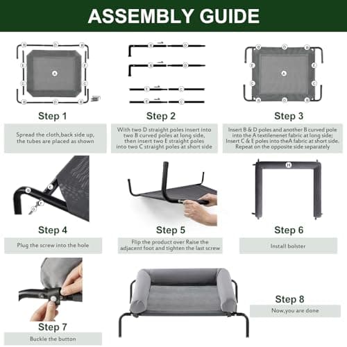 Cooling Elevated Dog Bed for Large Dogs – Waterproof Raised Dog Cot with Slope Headrest, Breathable Teslin Mesh, Durable & Portable Pet Bed for Indoor and Outdoor Use, Grey 6