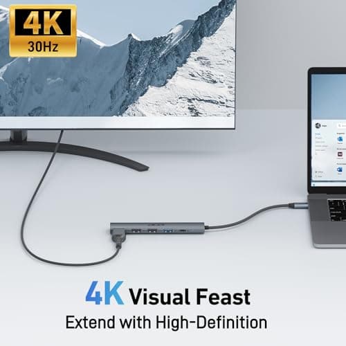 Acer 5 in 1 USB C Hub with 4K HDMI, 100W Power Delivery, 3 USB A Data Ports, USB C to HDMI Multiport Adapter for Laptop, PC, Tablet, MacBook Air, iPad Air, iMac, iPhone 15/16 Pro/Pro Max 5