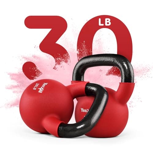 Yes4All Kettlebell - 20, 25 & 30 LB Neoprene Coated Cast Iron Kettlebells, Wide Grip Handle & Flat Bottom for Swings, Squats, Deadlifts, Push Ups & Full Body Training at Home Gym 7