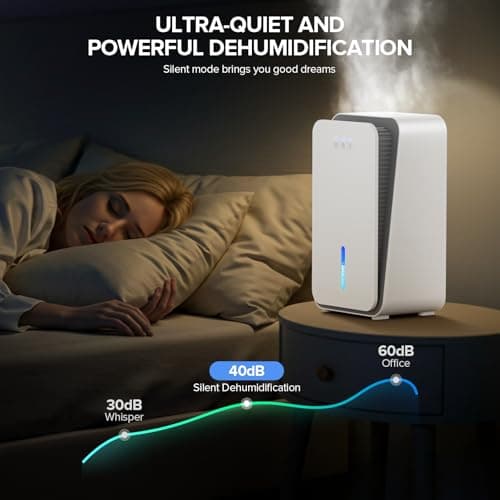 Dehumidifier for Home, 1000 sq.ft Dehumidifier with Auto Shut Off, 7-Color LED Light Built-in Aromatherapy Diffuser, Ultra-Quiet Dehumidifiers for Bedroom, Bathroom, Basement (White) 8