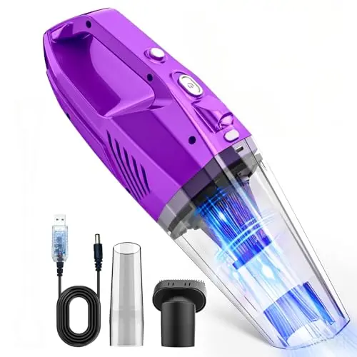 Handheld Vacuum Cordless,Car Vacuum Cleaner Portable Wireless with Powerful Suction/Multi Accessories,Low-Noise Lightweight Mini Hand Vacuum Cordless Rechargeable for Car,Office and Home Cleaning