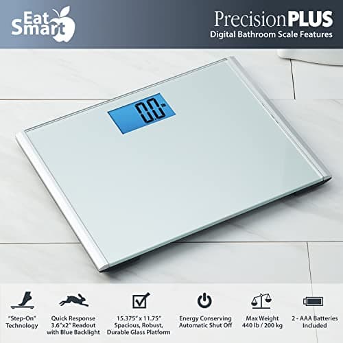 Eat Smart Precision Plus Digital Bathroom Scale, 440-lb Capacity, Wide Platform Body Analyzer with Step-On Technology, Stable Home Fitness Device for Weight Management, Grey 5