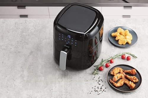 Linsar - 5.5 L Air Fryer - Digital Air Fryer - XL 6-Qt Family Size - One-Touch Digital Control Presets, Broil, Roast - Bake, Nonstick Dishwasher-Safe Parts - Automatic Shutoff 5