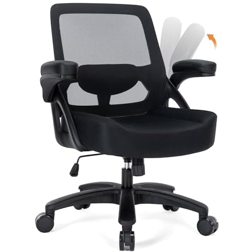 400lbs Big and Tall Office Chair with Wide Seat, Ergonomic Heavy Duty Desk Chair with Flip up Arms, Home Office Mesh Executive Computer Chair, Swivel Rolling Task Chairs for Big People