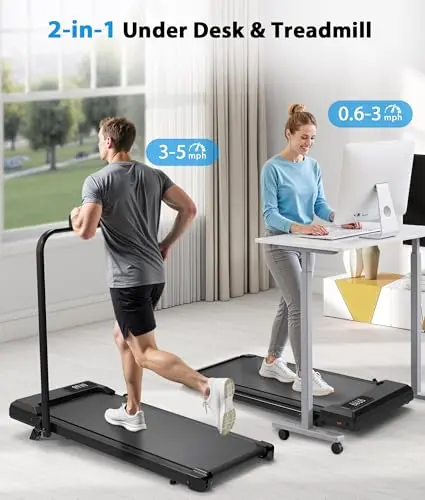 CIIHI Walking Pad Treadmill with Incline - 8% Incline Walking Pad with Handle Bar - Foldable Under Desk Treadmill for Home with 300 Lbs Capacity - Jogging Machine with Quiet Brushless, App & Remote 5