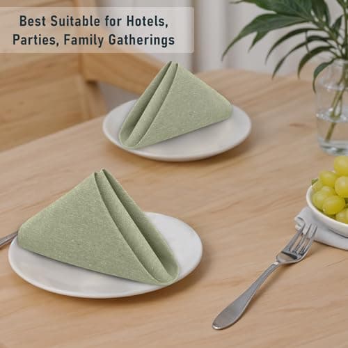 Ruvanti Cloth Napkins Set of 12, 18x18 Reusable Napkins Cloth Washable, Soft & Durable Table Napkin, Poly Cotton Fabric Dinner Napkins for Parties, Christmas, Thanksgiving, Weddings - Olive Branch 7
