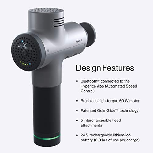 Hypervolt Bluetooth, Featuring Quiet Glide Technology - Handheld Percussion Massage Gun | 3 Speeds, 5 Interchangeable Heads | Helps Relieve Sore Muscles and Stiffness (Hypervolt w/Bluetooth) 3
