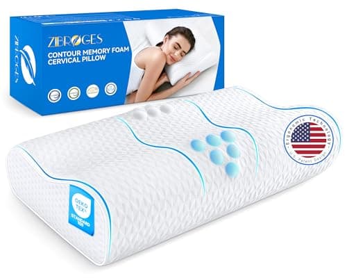 zibroges Sandwich Cervical Neck Pillow Queen Size - Dynamic Memory Foam Pillow for Neck Shoulder Pain Relief, Ergonomic Adjustable Contour Bed Pillow for Side, Back & Stomach Sleepers CertiPUR-US