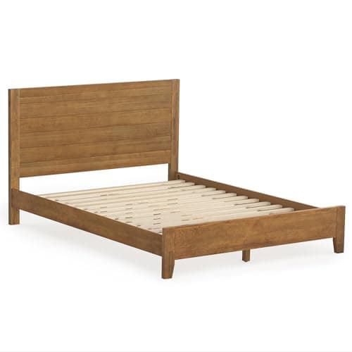 Cozyman Queen Bed Frame with Headboard, 100% Solid Acacia Wood Platform, 800lb Heavy Duty Support with 10 Reinforced Legs, Noise-Free No Box Spring Needed, Low-Profile Design, Dark Wood 8