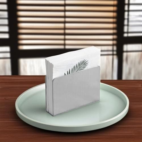 IMEEA Cocktail Napkin Holder Beverage Napkin Dispenser Stainless Steel Table Napkin Storage for Bar, Kitchen, Restaurant, Countertop (Silver) 5