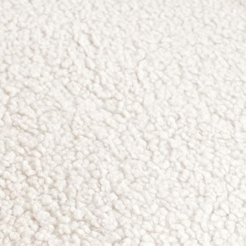 Yaheetech Accent Chair, Modern Boucle Vanity Chair with High Back and Wood-Tone Metal Legs, Sherpa Chair for Living Room, Home Office, Ivory 8