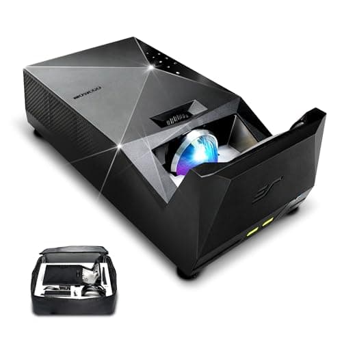 EliteProjector Ultra Short Throw Portable Outdoor Projector for Family Home Backyard Movie Night, Waterproof Projector 1080p, 1500 Lumens, Bluetooth and Built-in Battery, Compatible with iOS TV Stick