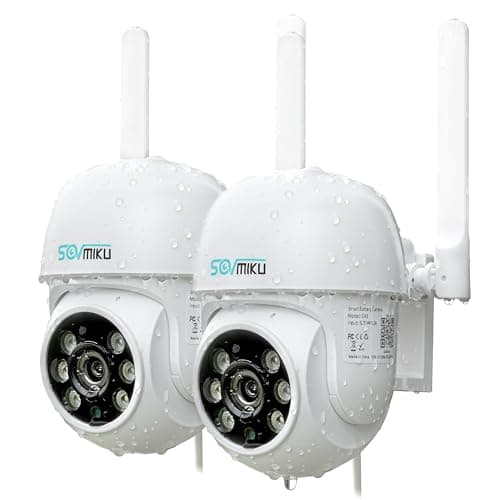 SOVMIKU 2CA3 AI Auto Tracking Mini 2K Security Camera Wireless Outdoor, Two-Way Audio, 9.8Ft Power Cable, Easy to Setup, 360° View, Pan/Tilt, Color Night Vision, Audible Flashlight Alarm, SD Slot