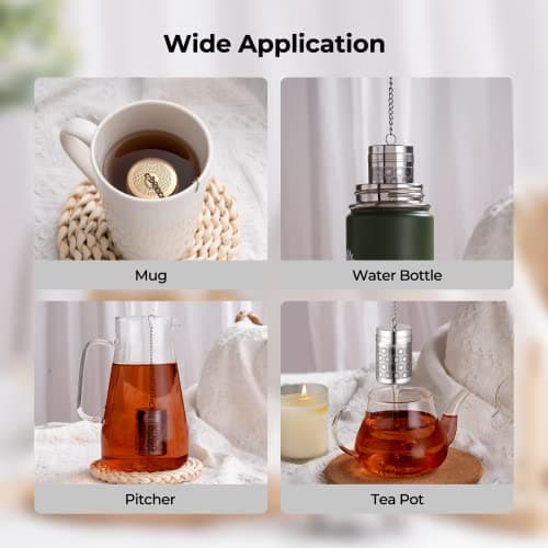 Reinmoson Tea Strainers for Loose Tea, Extra Fine Mesh Tea Infuser, 304 Stainless Steel & Updated Slim Threaded Lid, Loose Leaf Tea Steeper for Black Tea, Rooibos, etc 5