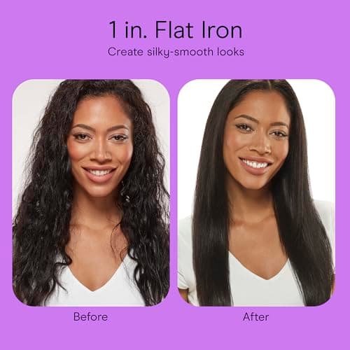 Conair Double Ceramic Flat Iron, 1-Inch Flat Iron Hair Straightener, Five Heat Settings, Extra Long Floating Plates, White 9