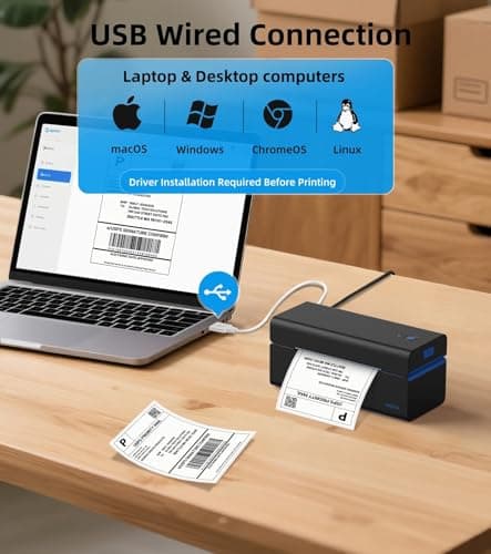 ORGSTA Bluetooth Shipping Label Printer T001-Plus Wireless 4x6 Thermal Label Printer for Small Business Support Android iPhone & Windows Widely Used for Amazon, Ebay, Shopify, Etsy, USPS 7