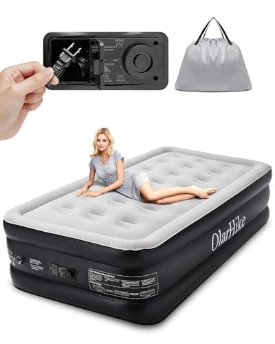 OlarHike Inflatable Twin Air Mattress with Built in Pump,18" Elevated Durable for Camping,Home&Guests,Fast&Easy Inflation/Deflation Airbed,Black Double Blow up Bed,Travel Cushion,Indoor