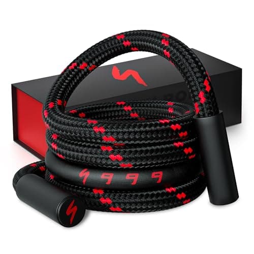 S999 Heavy Jump Rope With 360 Swivel Handles - Weighted Outdoor Rope for Men, 3LB - Red