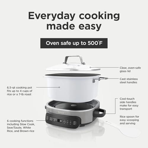 Ninja Foodi 6.5 qt Everyday PossibleCooker, 6-in-1 Functionality, Multi Cooker, Slow Cooker, Stainless Steel/White, MC1100 (Renewed) 10
