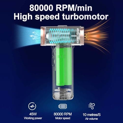 Concare Cordless Hair Dryer No Hot Air, Mini Blow Dryer, Aluminum Air Duster Keyboard Cleaner for Computer Keyboard Electronics Cleaning, Outdoor Hiking, Camping, Air Cushion Inflation 8