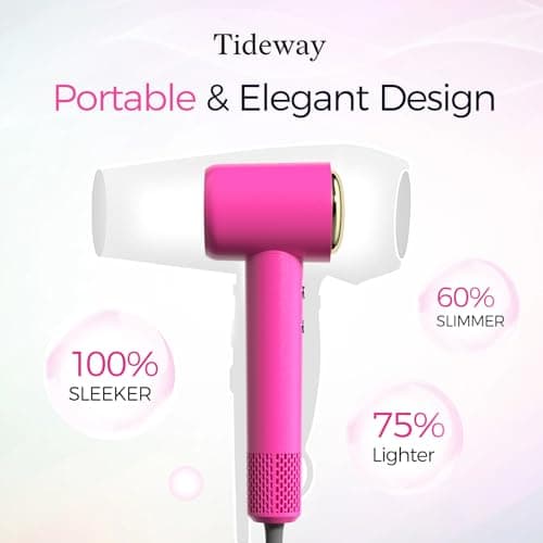 Tideway Hair Dryer Professional High-Speed Ionic Blow Dryer 110,000 RPM, Compact Hair Dryer with Magnetic Diffuser, Fast Drying with Brushless Motor Low Noise Smart Temperature Control-H11 9