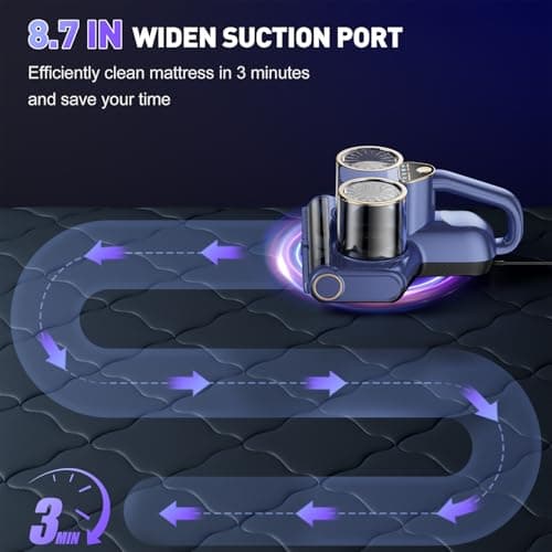 Gxzsk Mattress Vacuum Cleaner, 16kPa Bed Vacuum Cleaner with 253.7nm UV-C Light, Ultrasonic & 140℉ Heating, Dual Cup & Widen Suction Port Handheld Vacuums for Bed, Sofa, Couch, Crib (500W, Corded) 5