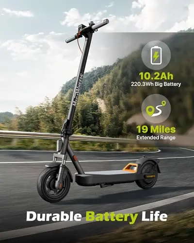MEGAWHEELS Electric Scooter,Electric Scooter Adults with Suspension,10in Pneumatic Tires,350W Motor,19 Miles Long Range,15.5 Mph,E Scooter with Smart APP Control for Commuting, Outdoor, Short Travel 2