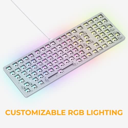 GLORIOUS Gaming GMMK 2 Full Size (96%) Barebones (Frame Only) - Mechanical Gaming Keyboard Frame, Full Size (96%), Aluminium, Customisable, Per Key RGB, American QWERTY Layout - White 9