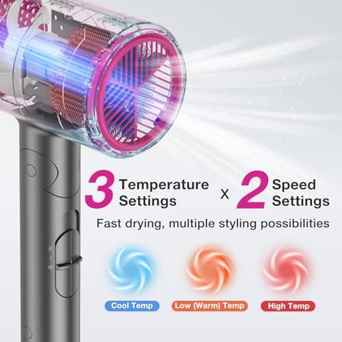 BABONIR Hair Dryer with Diffuser for Women, 1875W Fast Drying Ionic Blow Dryer for Home Use, Lightweight Foldable Hairdryer with Concentrator Nozzle, 3 Heat 2 Speed Settings, Gray 8