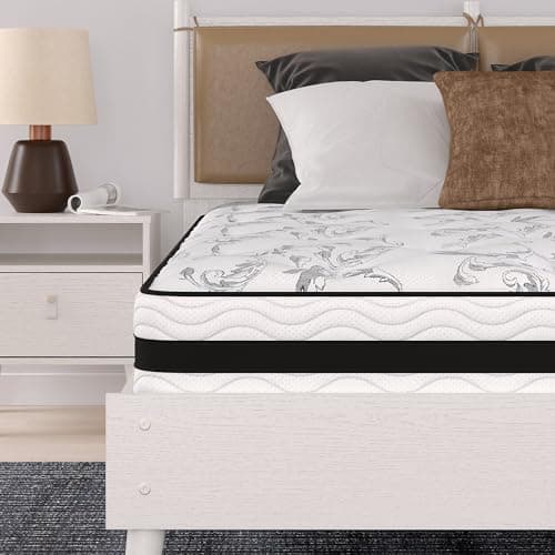 Signature Design by Ashley Full Size Chime 8 Inch Medium Firm Innerspring Mattress with Pressure Relief Quilt Foam, Fiberglass Free, Mattress In A Box