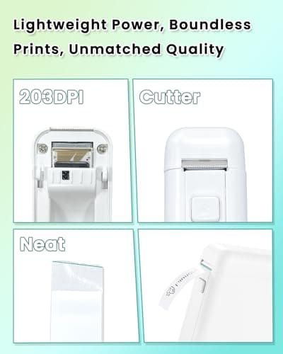 Bluetooth Label Maker Machine with Tape - HP2-S Portbale Label Printer, Wireless, Inkless & Rechargeable, Mini Label Printer with Multiple Templates for Organizing Storage Office Home, White 8