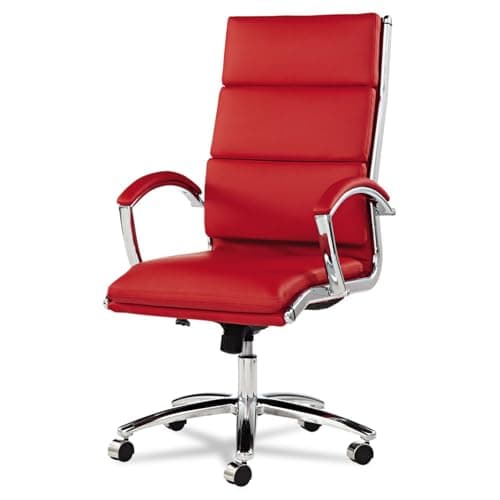 Alera, Red Neratoli Series HighBack Swivel/Tilt Chair, Soft Leather, Chrome Frame, High-Back 5