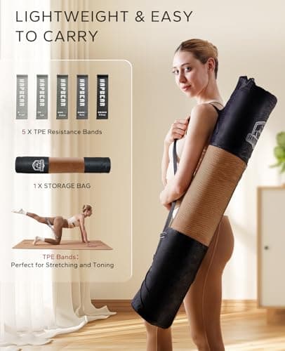 HAPBEAR Large Cork Yoga Mat - 72"x36" Wide Non-Slip for Home Workout, Yoga, Pilates & Stretching - 6mm Cushioned Support - Eco-Friendly & Durable - Bonus Resistance Bands & Carry Bag Included 6