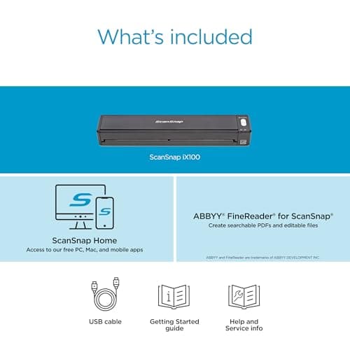 ScanSnap iX100 Wireless Mobile Portable Scanner for Mac or PC, Black 6