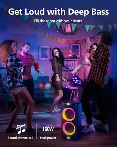 Philips X5206 bluetooth party speaker, portable with wheels, exciting light show, karaoke machine with microphone and Guitar Input, powerful bass & subwoofer, long playtime, perfect for outdoor events 5