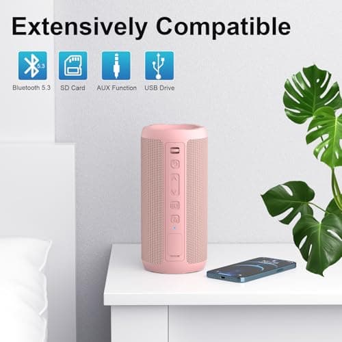 Ortizan Wireless Portable Bluetooth Speaker, IPX7 Waterproof, Dustproof and Rustproof, Powerful 24W Sound, Enhanced Bass, 30 Hour Battery, 360° Party Light, and Stereo Pairing (BT 5.3), Gifts - Pink 6